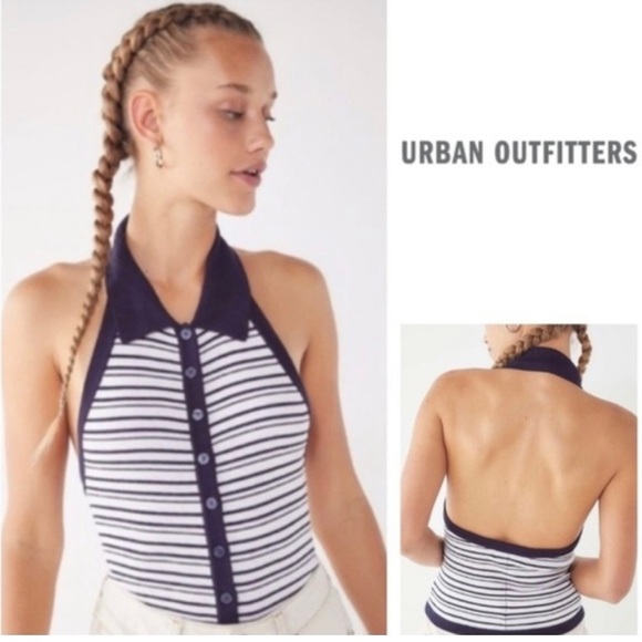 Urban Outfitters Tops - Urban Outfitters Preppy stripe backless collared tank MEDIUM